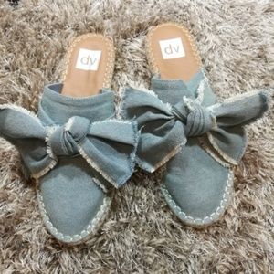 dolce vita bow denim slides 9.5 mules clogs